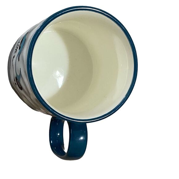 Love The Journey Coffee Mug 12oz Teal Italian Scooter Moped Signed On Bottom - Picture 3 of 4